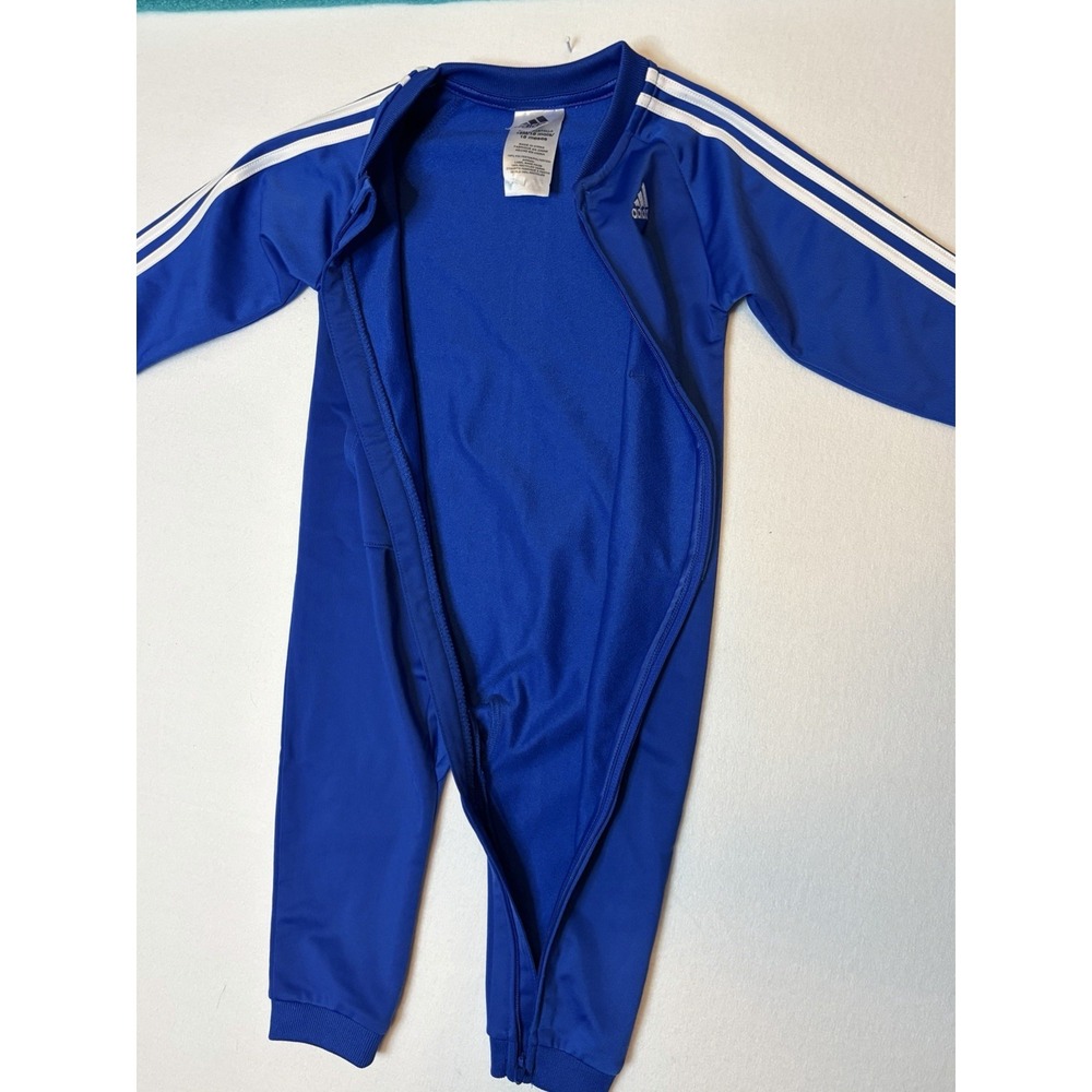 Adidas Baby Boys Blue White Stripe Track Jump Suit One Piece Coverall 18M - Picture 4 of 10